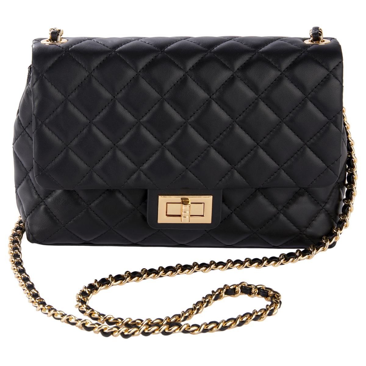 G by Giuliana Black Label Quilted Lamb Leather Crossbody | HSN