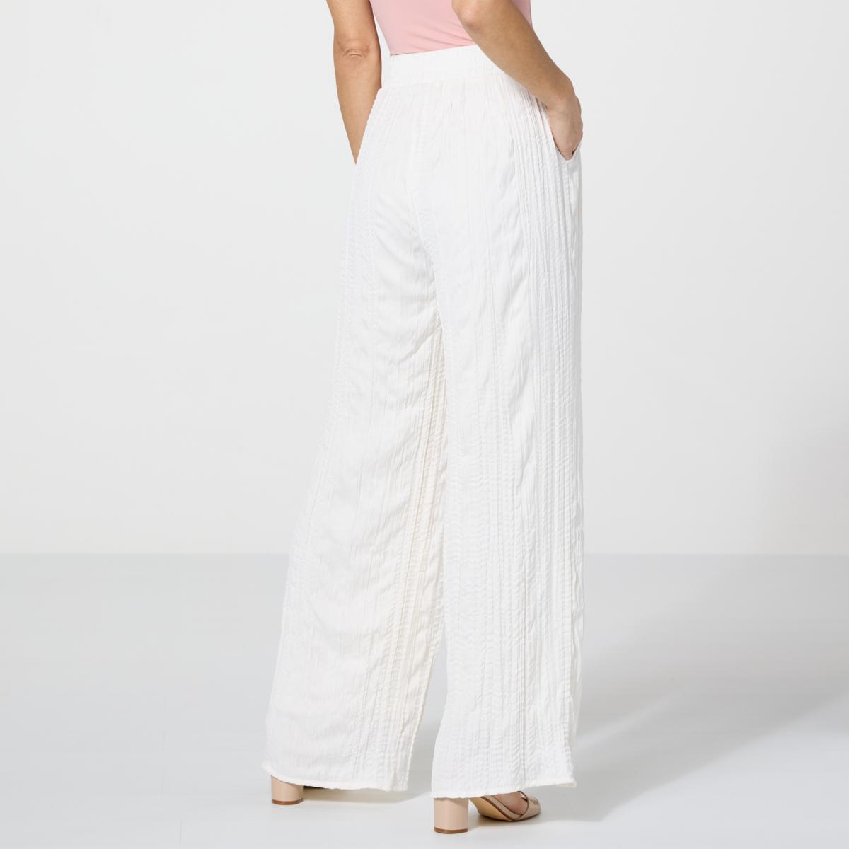G by Giuliana Crinkled Woven Pull-On Wide Leg Pant