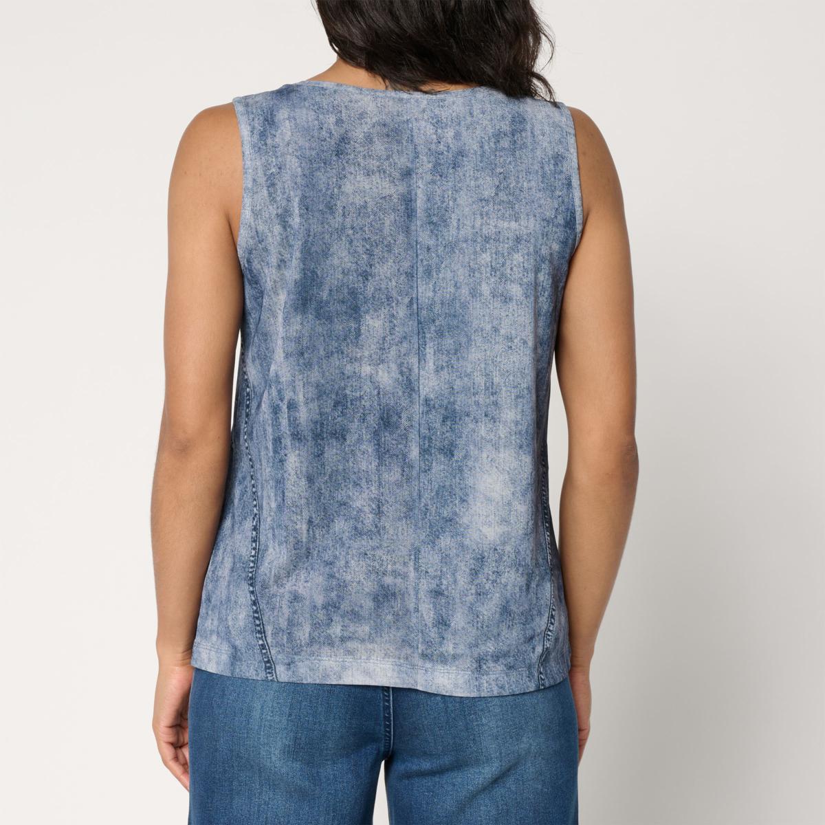 G by Giuliana Printed Denim-Like Mesh Top | HSN