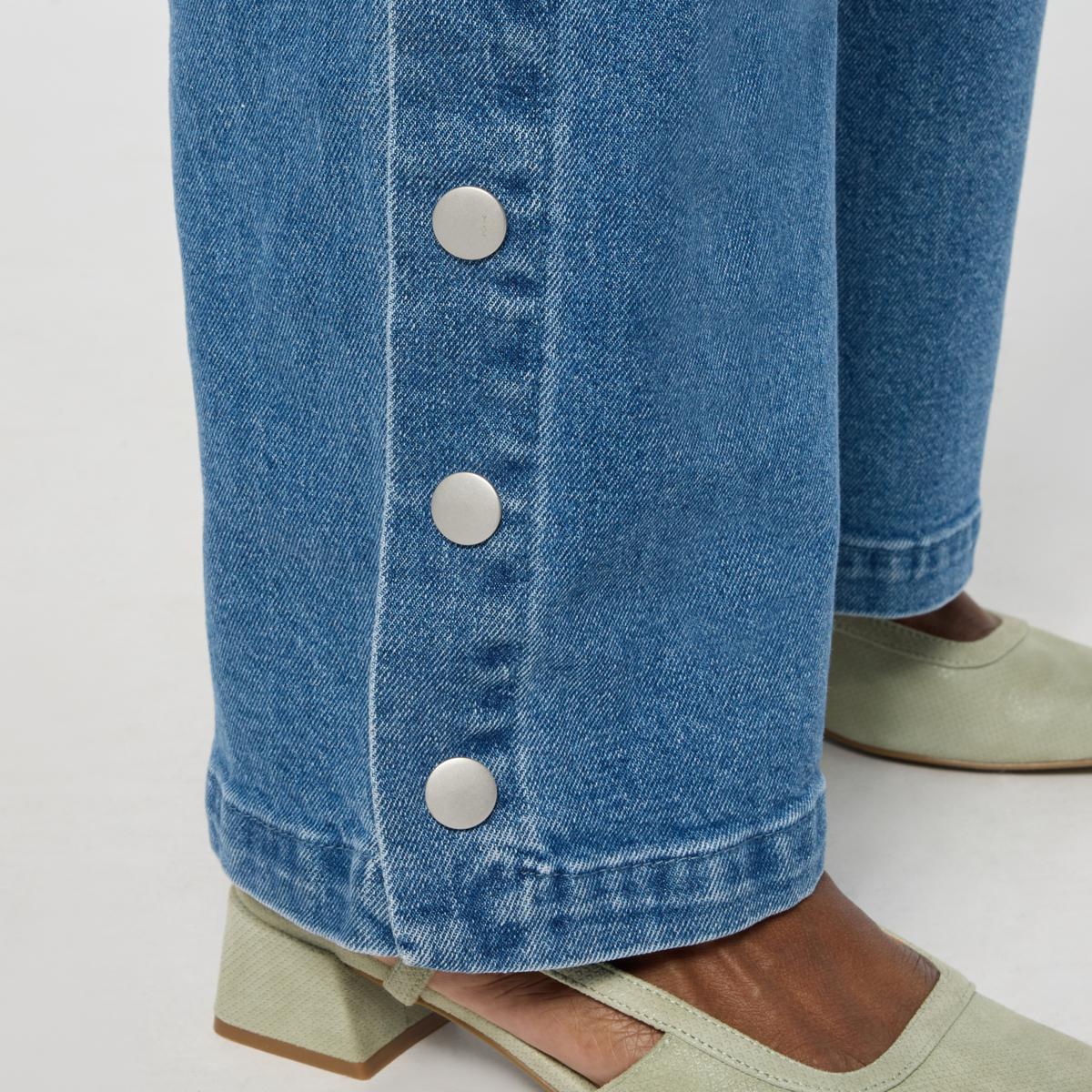 G by Giuliana Denim Straight Leg Pant with Snap Button Detail | HSN