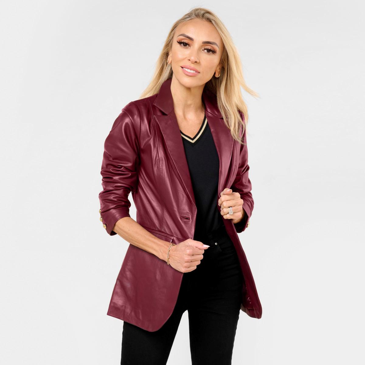 G by Giuliana Lamb Leather Single-Breasted Blazer | HSN