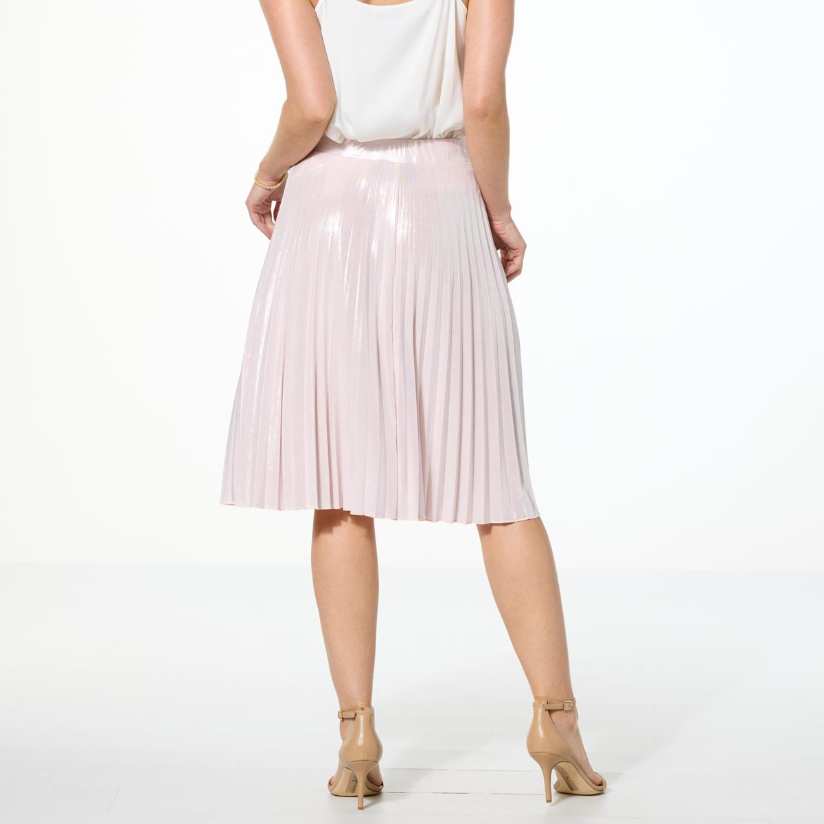 G by Giuliana Pleated Metallic Knit Skirt 23502231 HSN