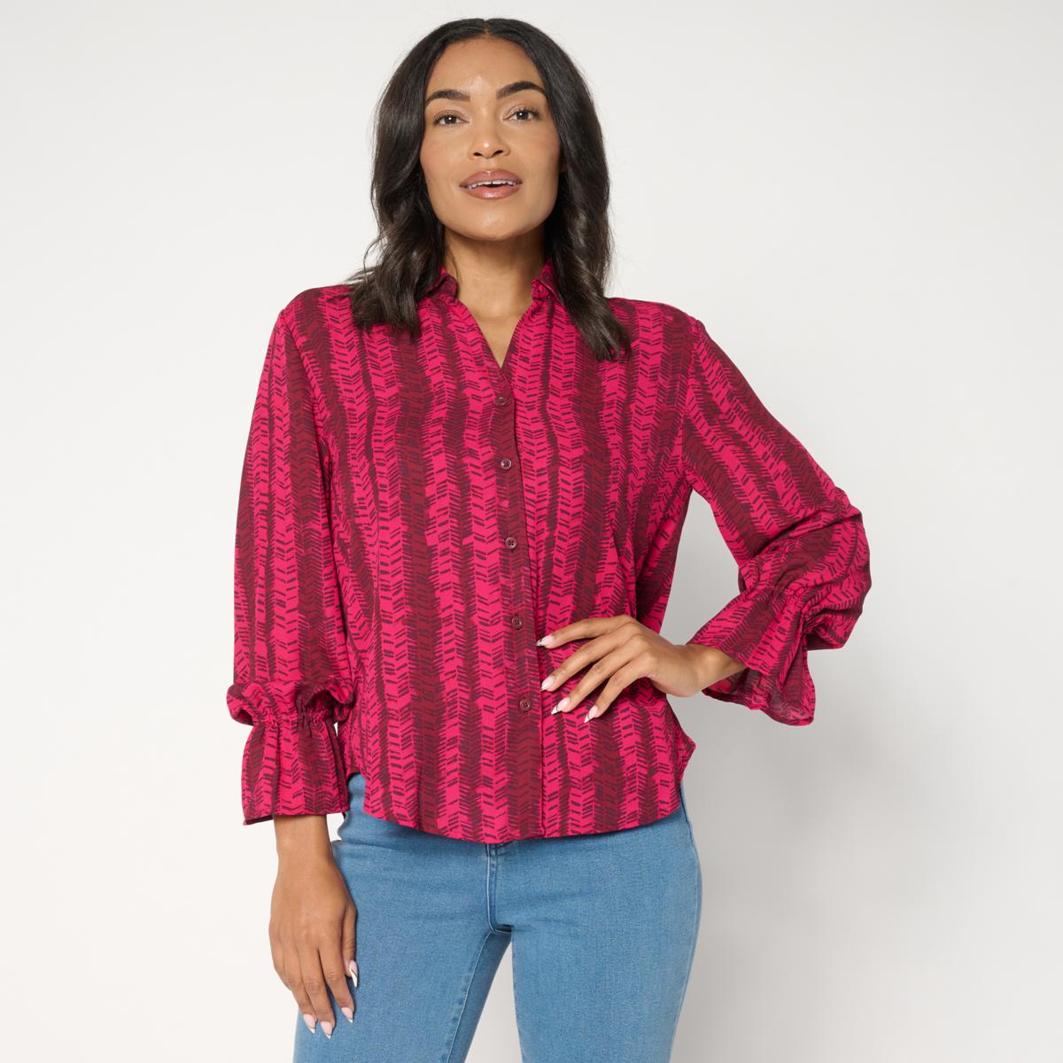 G by Giuliana Printed Button-Down Shirt | HSN