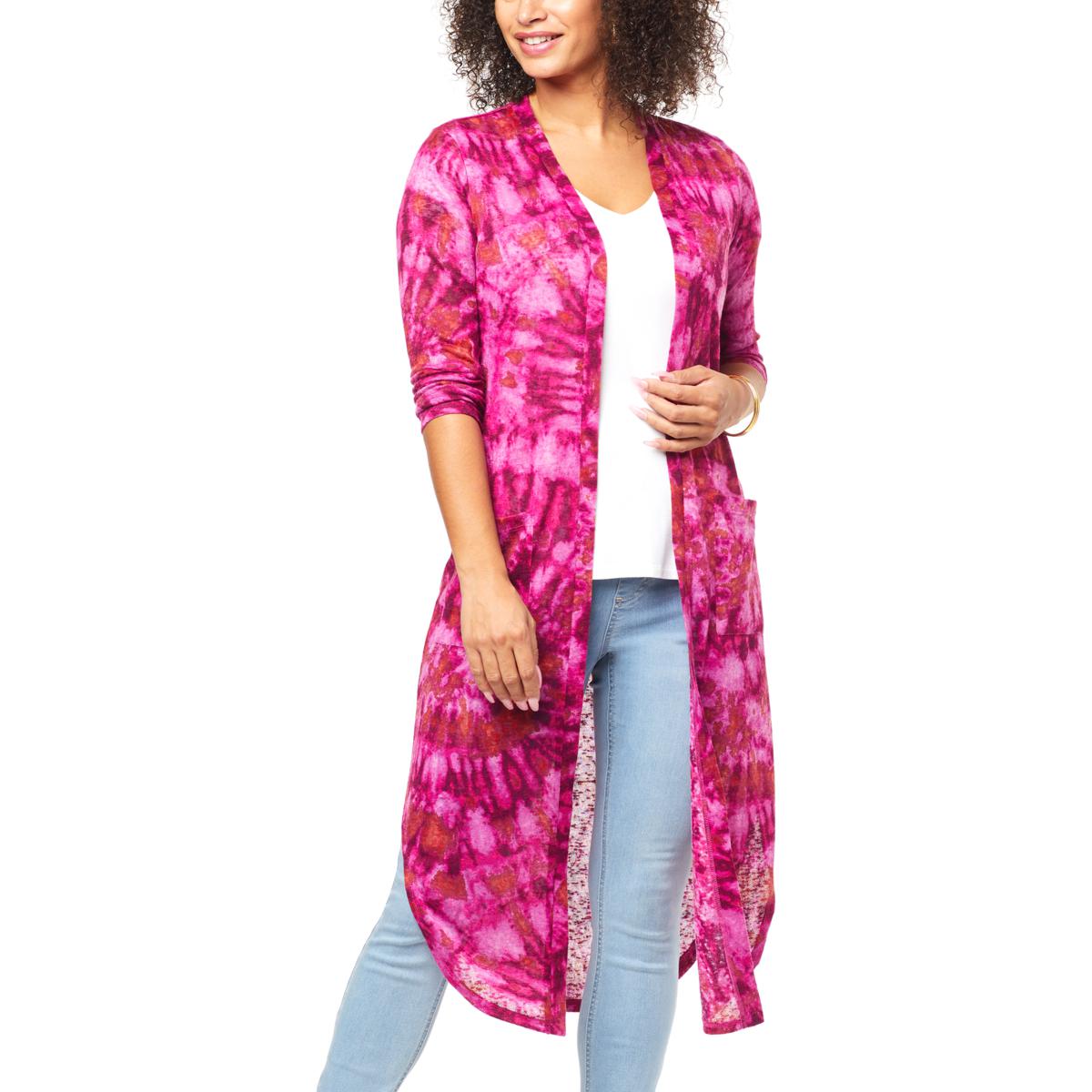 G by giuliana printed 2025 slub knit duster cardigan