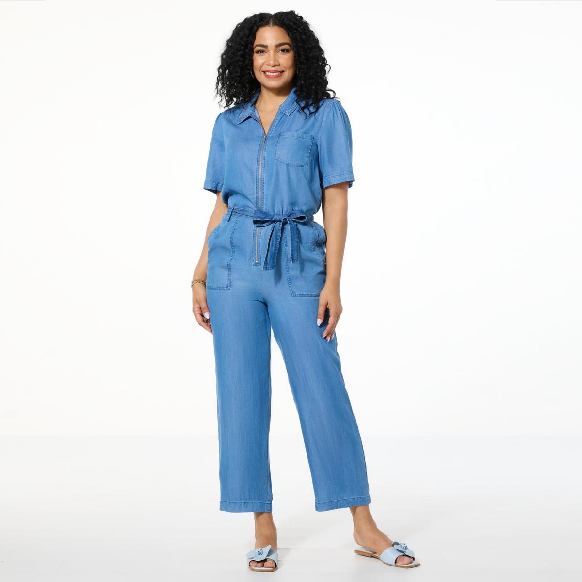 G by Giuliana Woven Tencel Wide Leg Jumpsuit - 23430055 | HSN