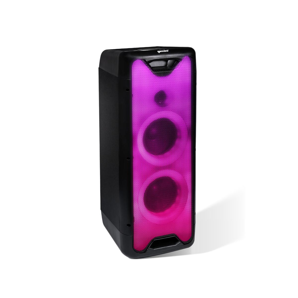 Enceinte Bluetooth Party Gemini GLS-550 – 800W Peak, Lumières RGB Synchronisées – Batterie Intégrée, Micro Inclus – Pour Fêtes, Karaoké, Extérieur