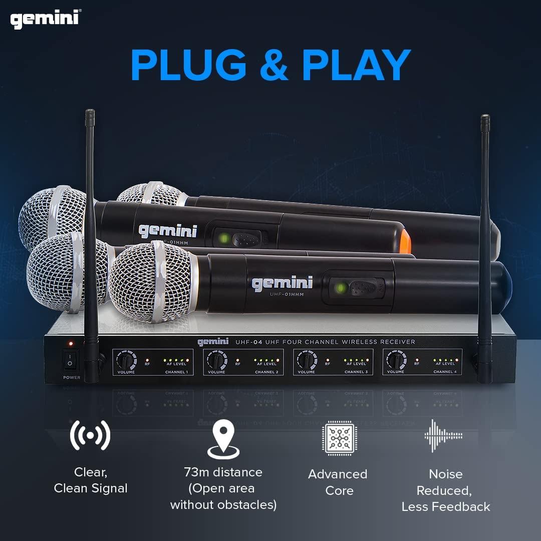 Gemini UHF 04M UHF Quad Wireless Handheld Microphones System