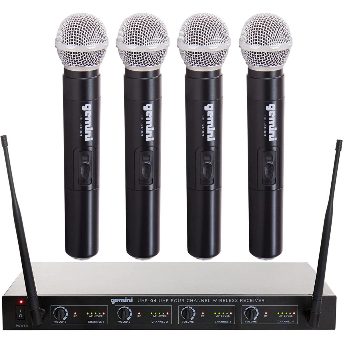 Gemini UHF 04M UHF Quad Wireless Handheld Microphones System