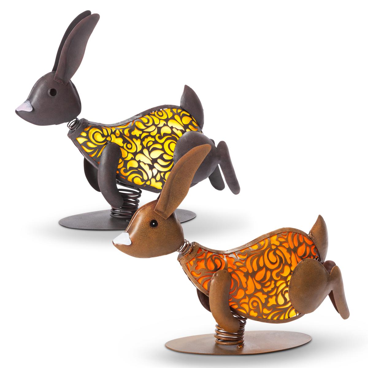 Gerson Company 14.37" Solar Lighted Garden Meadow Rabbits 2-pack