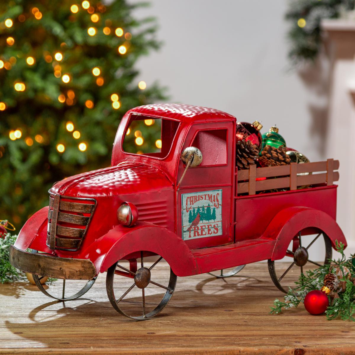 Metal truck with christmas sales tree