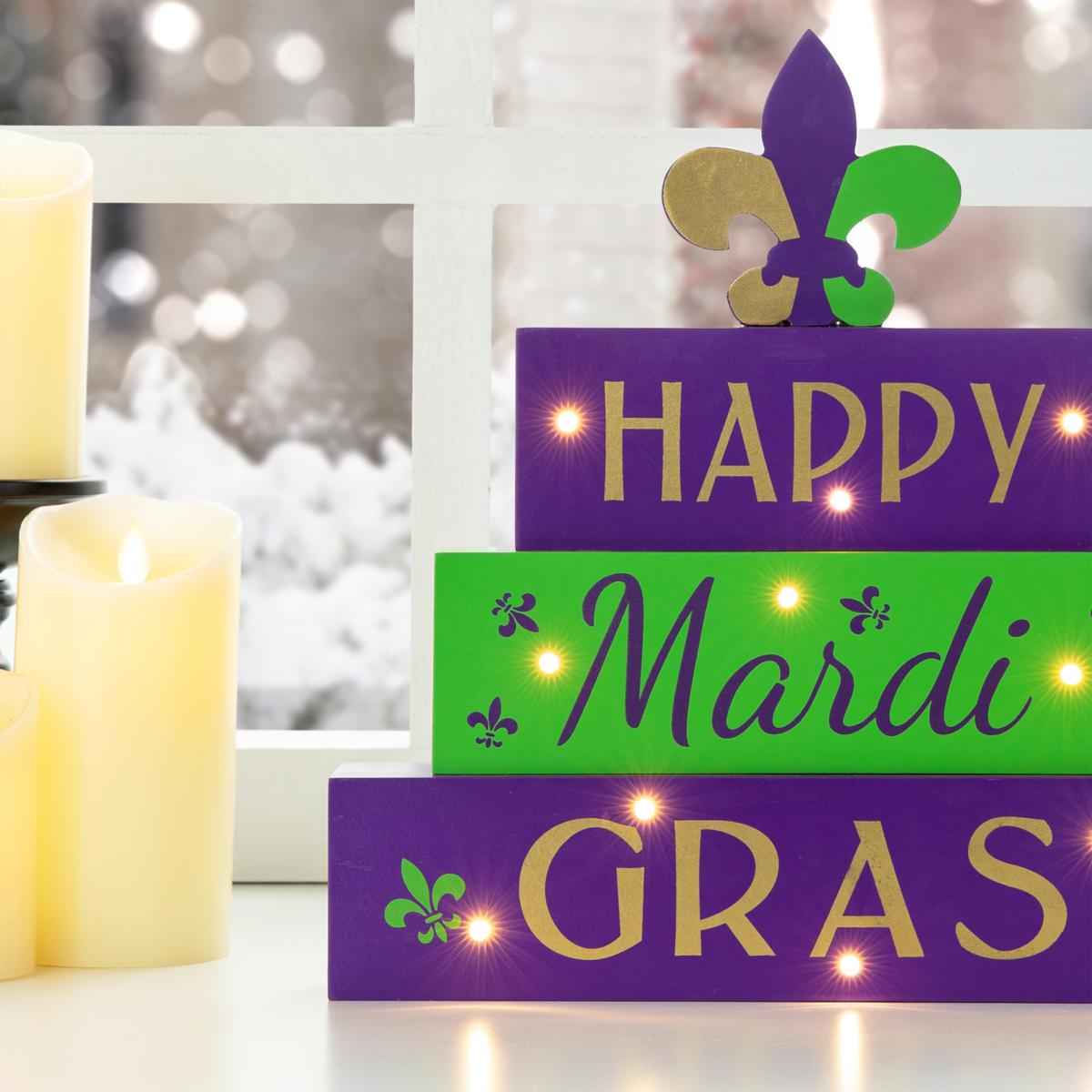 Mardi Gras Flag Happy Carnival Decoration Vivid Color and Purple