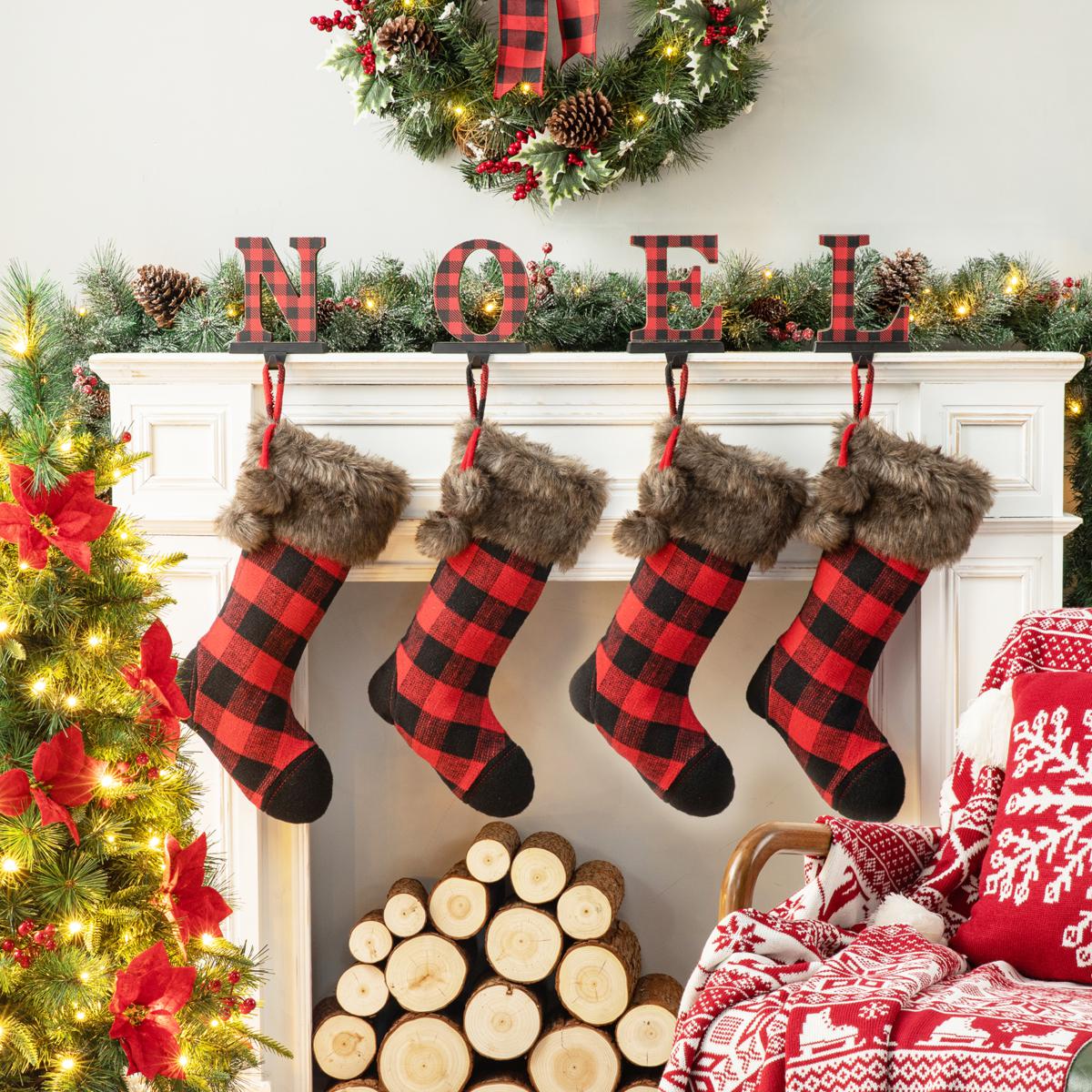 23” Red and Black Buffalo Plaid Stockings