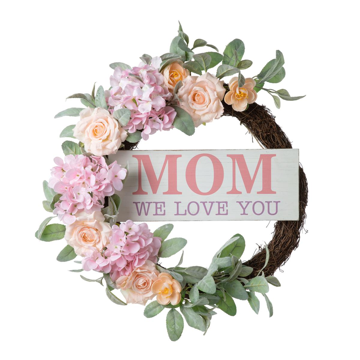 Glitzhome 22" Mother's Day Floral Wreath