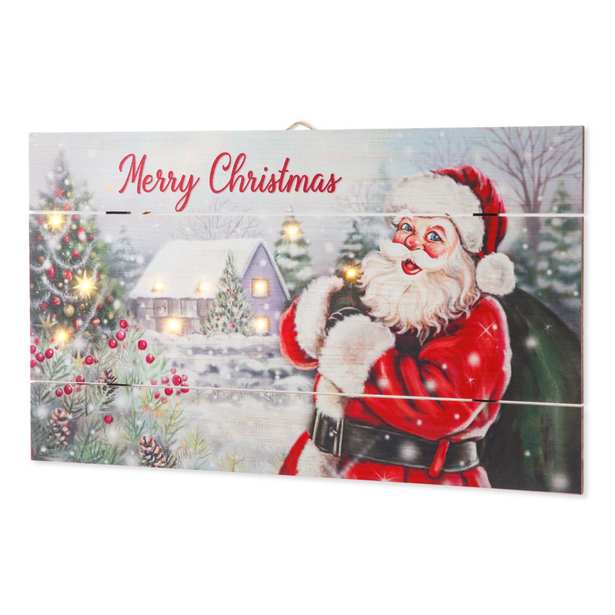 Glitzhome 24" Lighted Wooden Santa Wall Decor 22187740 HSN