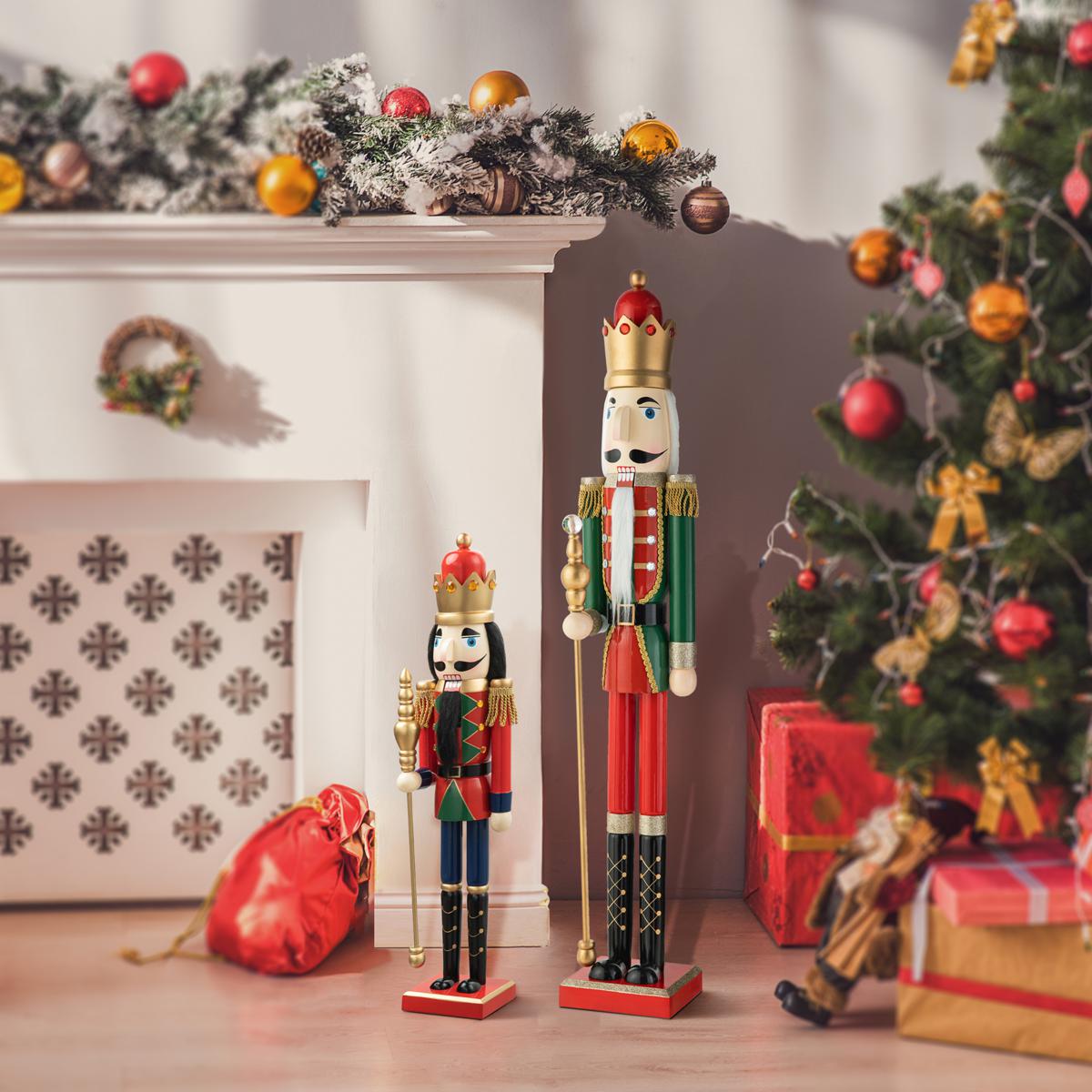 Glitzhome 54 Wooden Christmas Glitter King Nutcracker - 22187800