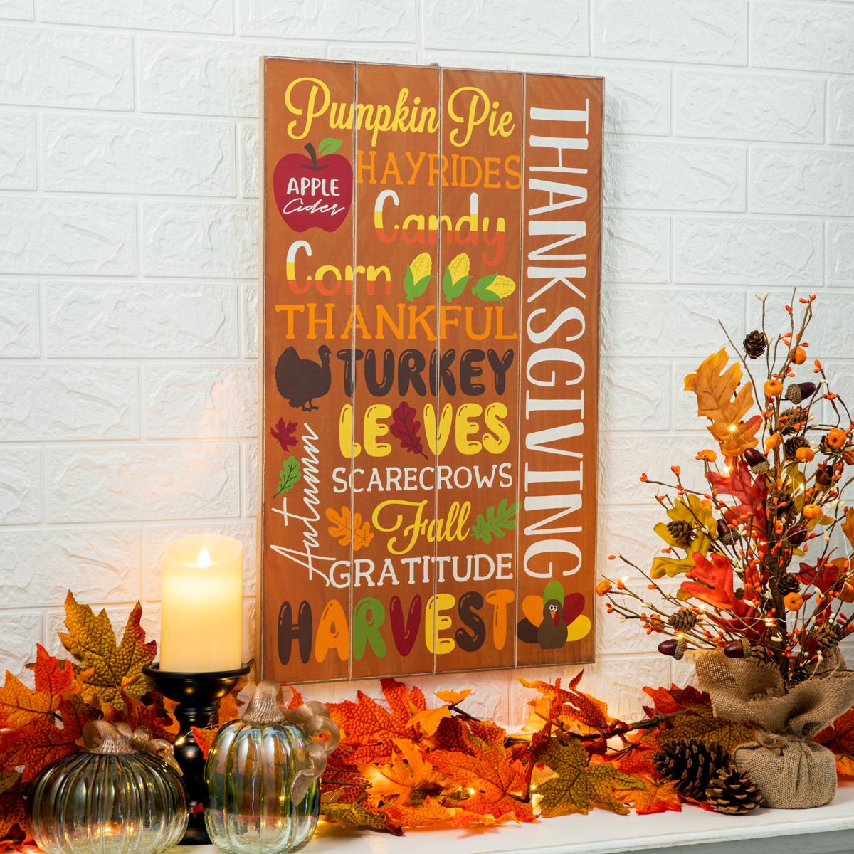 Glitzhome 24 in. L Metal Happy Thanksgiving Wall Decor 2006000082 - The  Home Depot