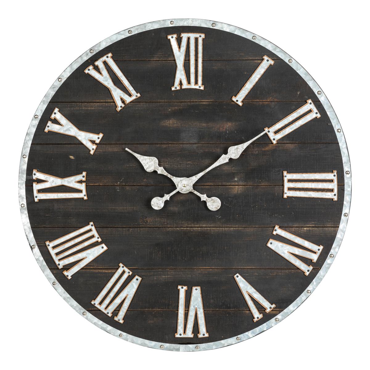Glitzhome 27.56" Oversized Farmhouse Wooden and Galvanized Wall Clock