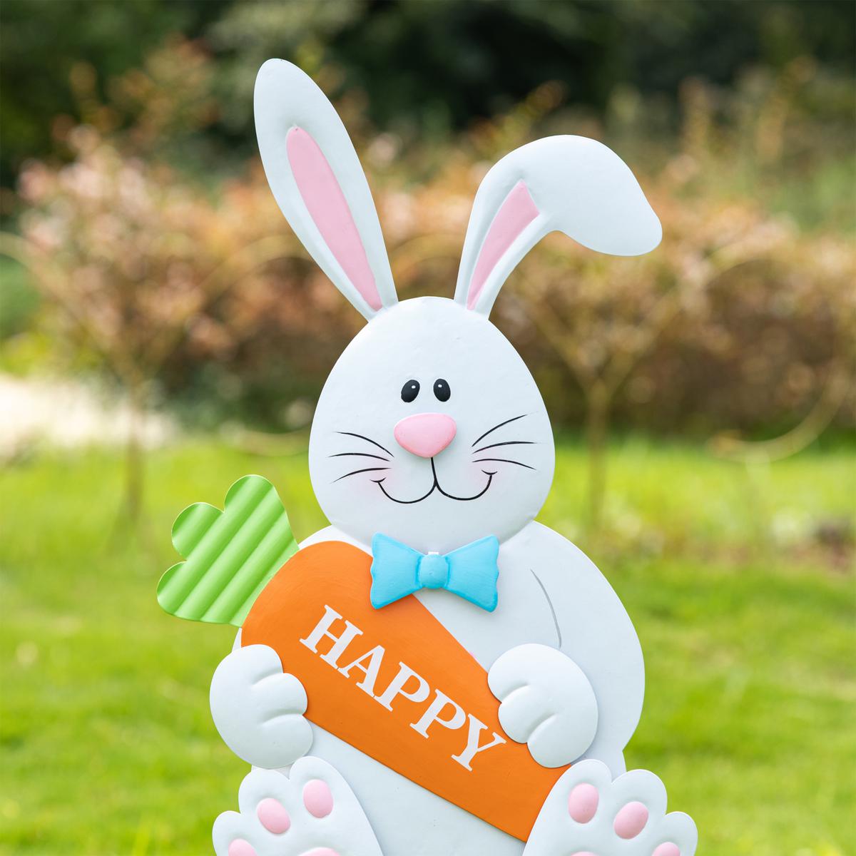 Glitzhome 30in H Easter Metal Bunny Yard Stake | HSN