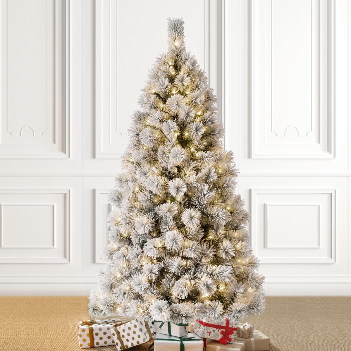 Seasonal LLC 6' Flocked Pre-Lit Bluffton Pine Christmas Tree