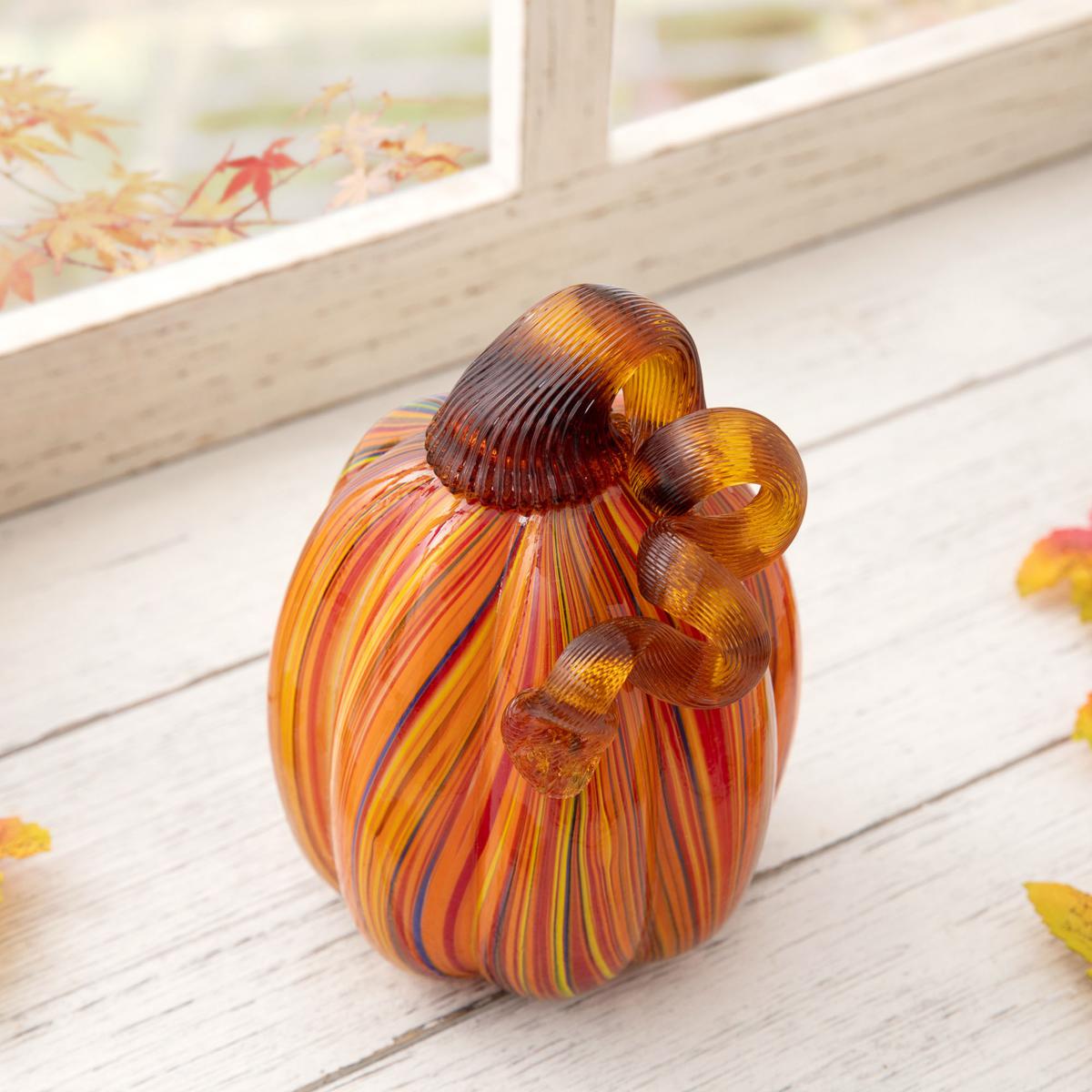 Glitzhome 6in. H Multi Striped Glass Pumpkin - 22072763 | HSN