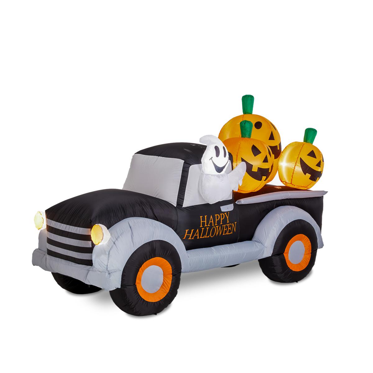 Glitzhome 8FT Lighted Inflatable Truck with Jack-O-Lantern Pumpkins -  20648795