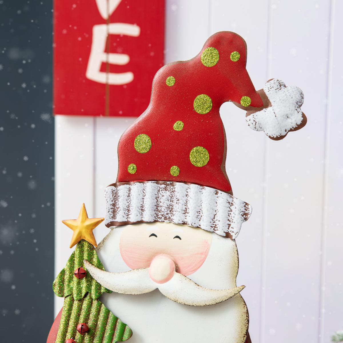 Glitzhome Metal Santa Yard Stake, Standing Decor or Wall Decor | HSN