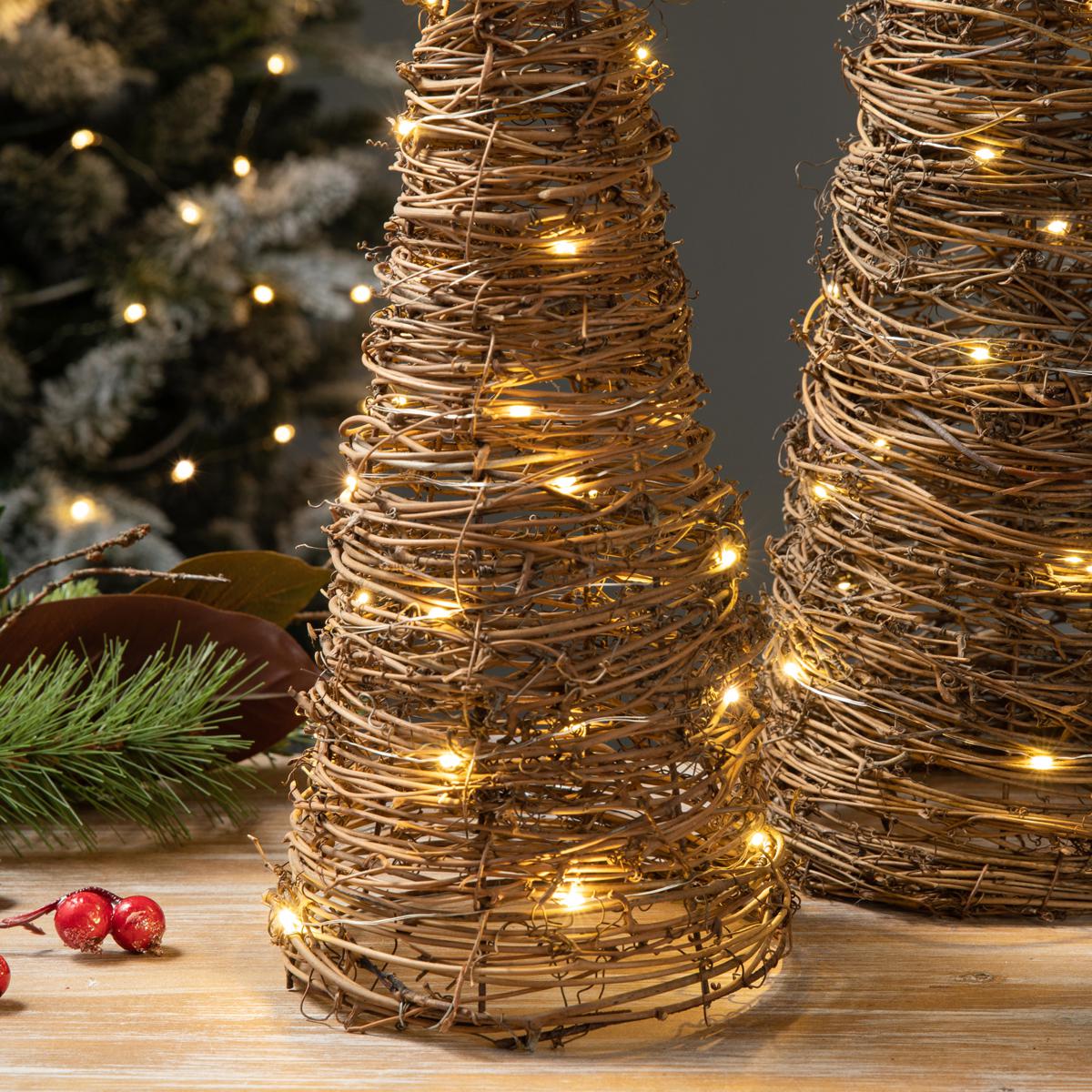 wicker tree with lights