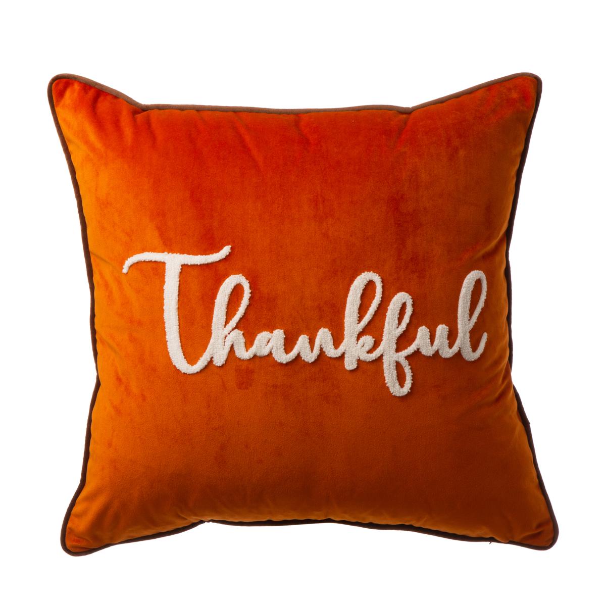 Glitzhome Velvet Pillow Cover With Thankful Word 20648841 HSN