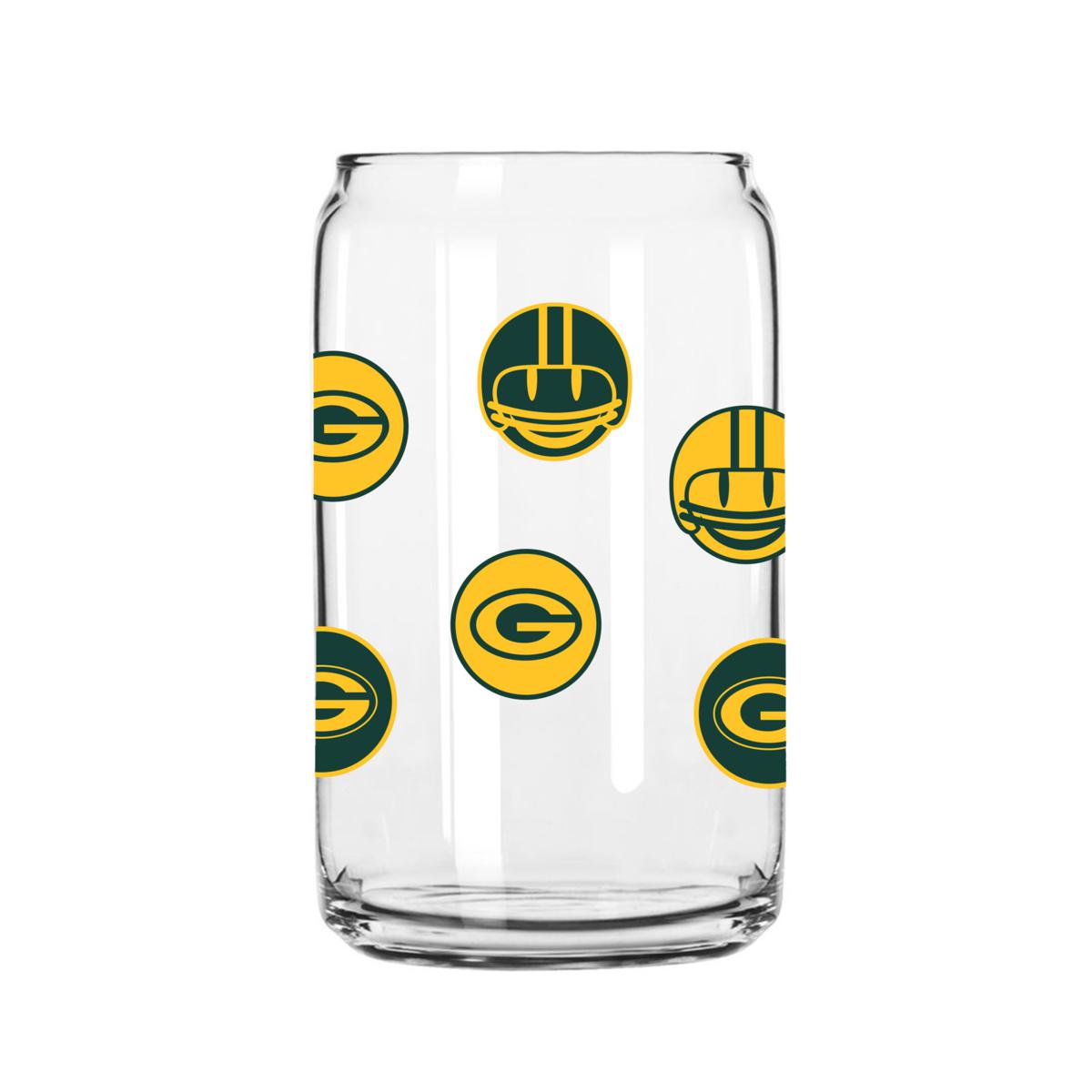 Football Fan Shop Green Bay Packers 16oz. Smiley Can Glass