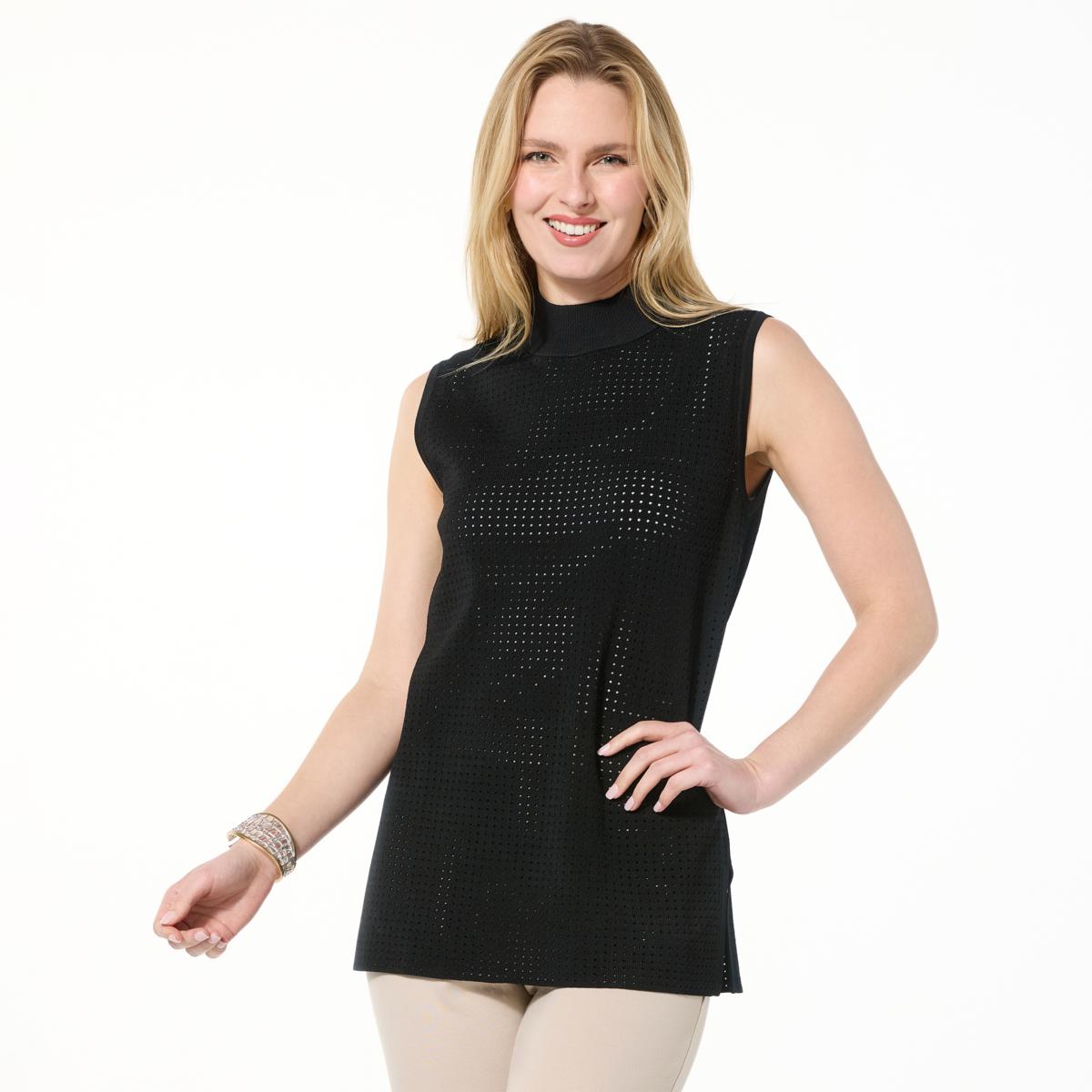 GREY by Jhoan Sebastian Grey Mock-Neck Perforated Shell