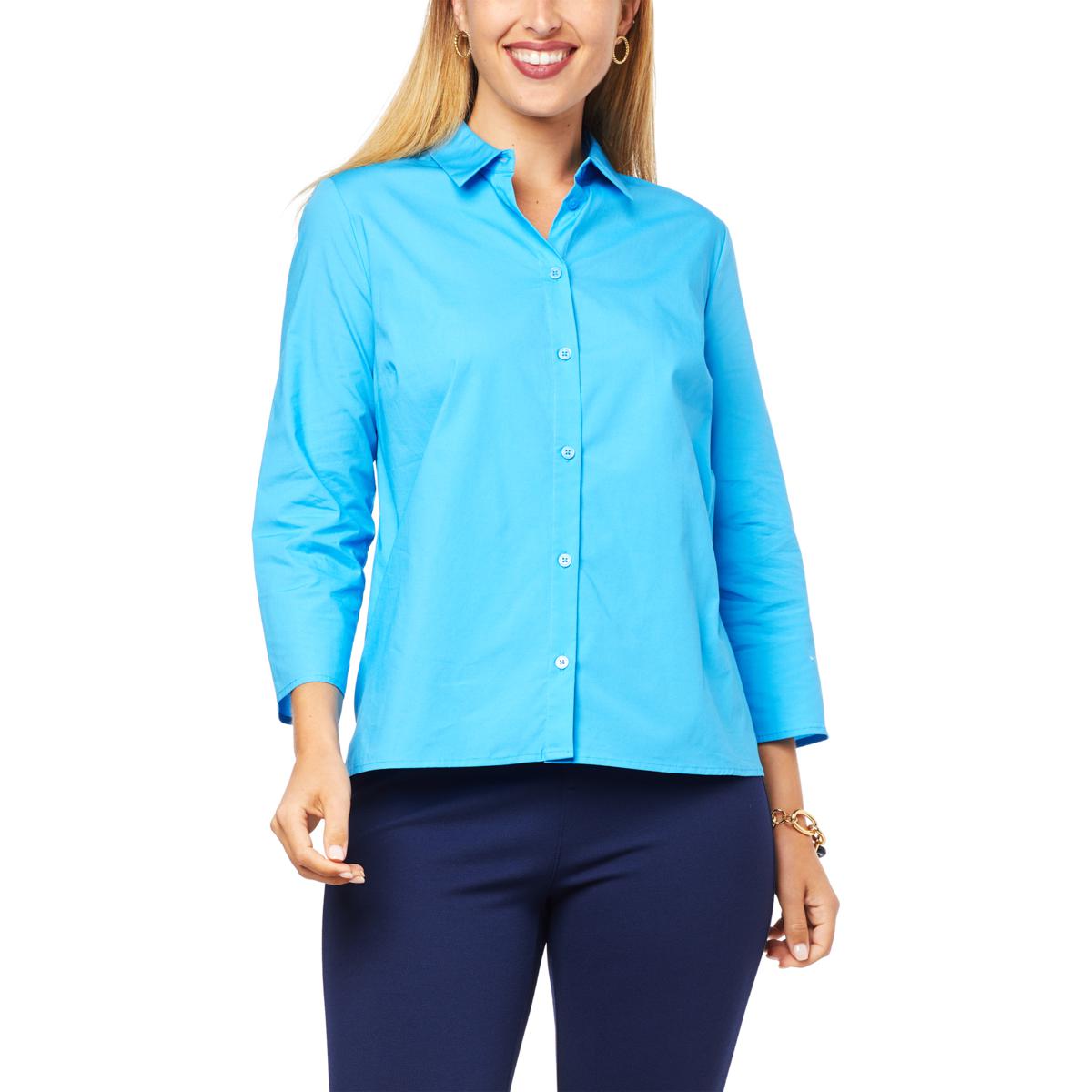 H Halston Poplin Button-Front Blouse - 20436246 | HSN