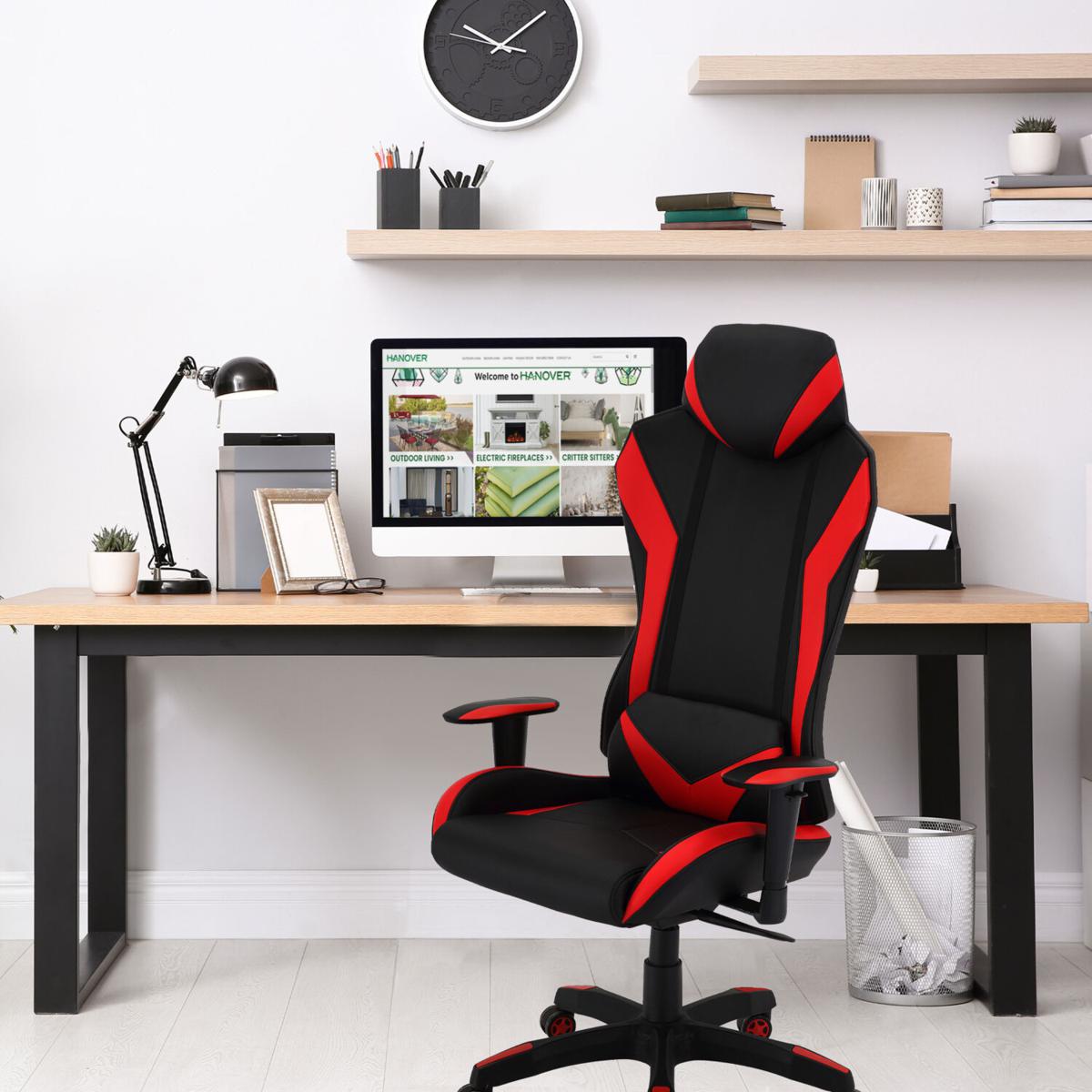 Ergonomic Gaming Chair Racing Style Adjustable Height High Back PC Computer  Chair with Headrest and Lumbar Support Executive Office Chair (Red) 