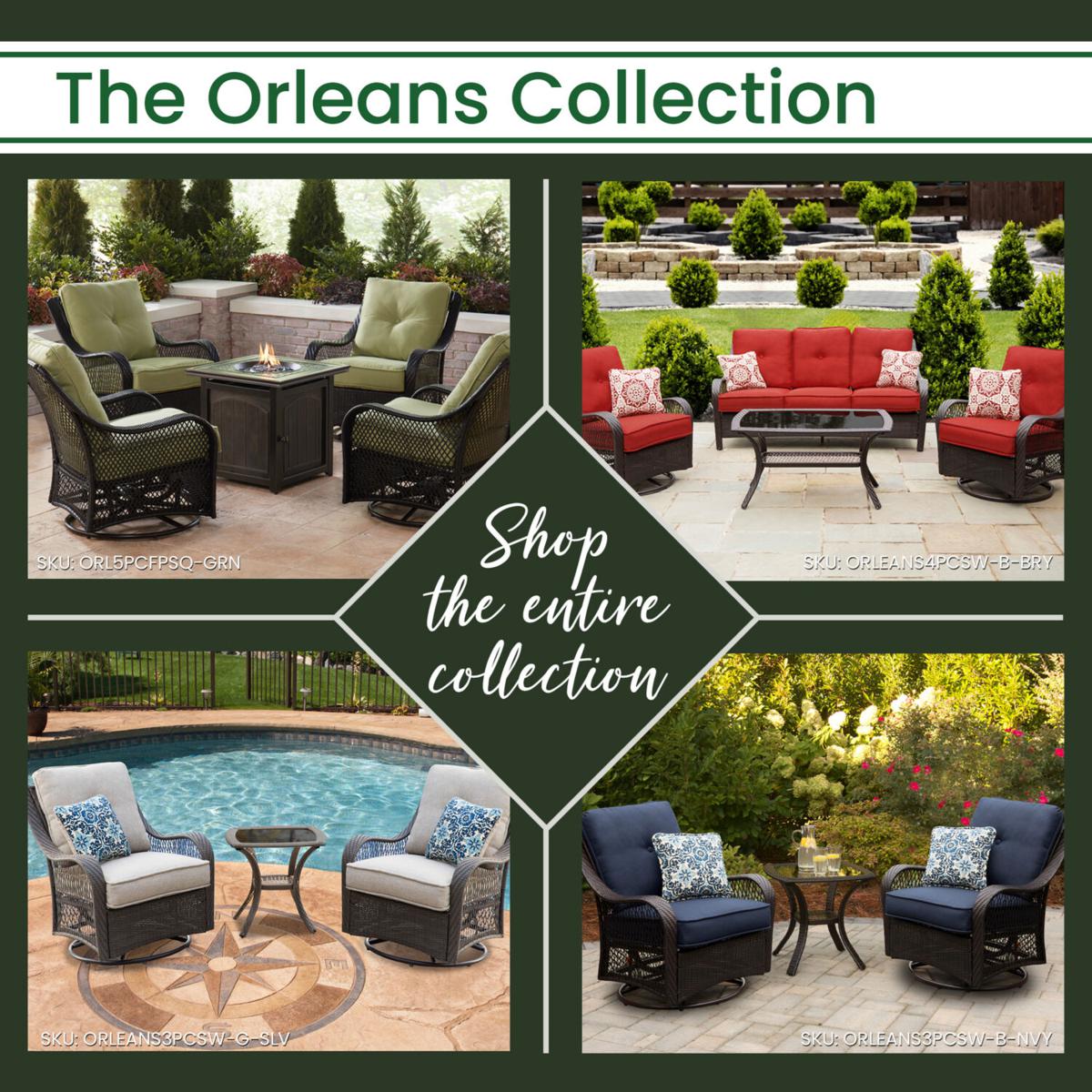 Orleans 4 Piece All Weather Patio Set in Navy Blue with Gray Weave