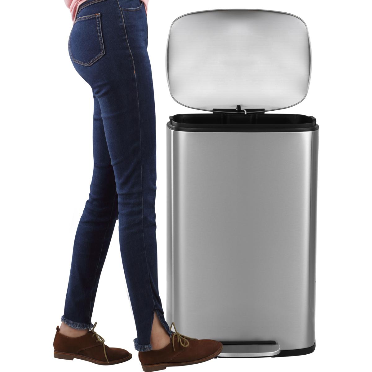 happimess Connor 13 Gal. White Rectangular Trash Can with Soft