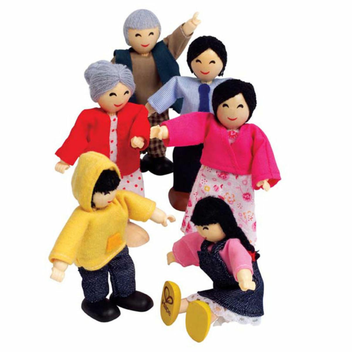 Happy Family Dollhouse Set with 6 Asian Dolls