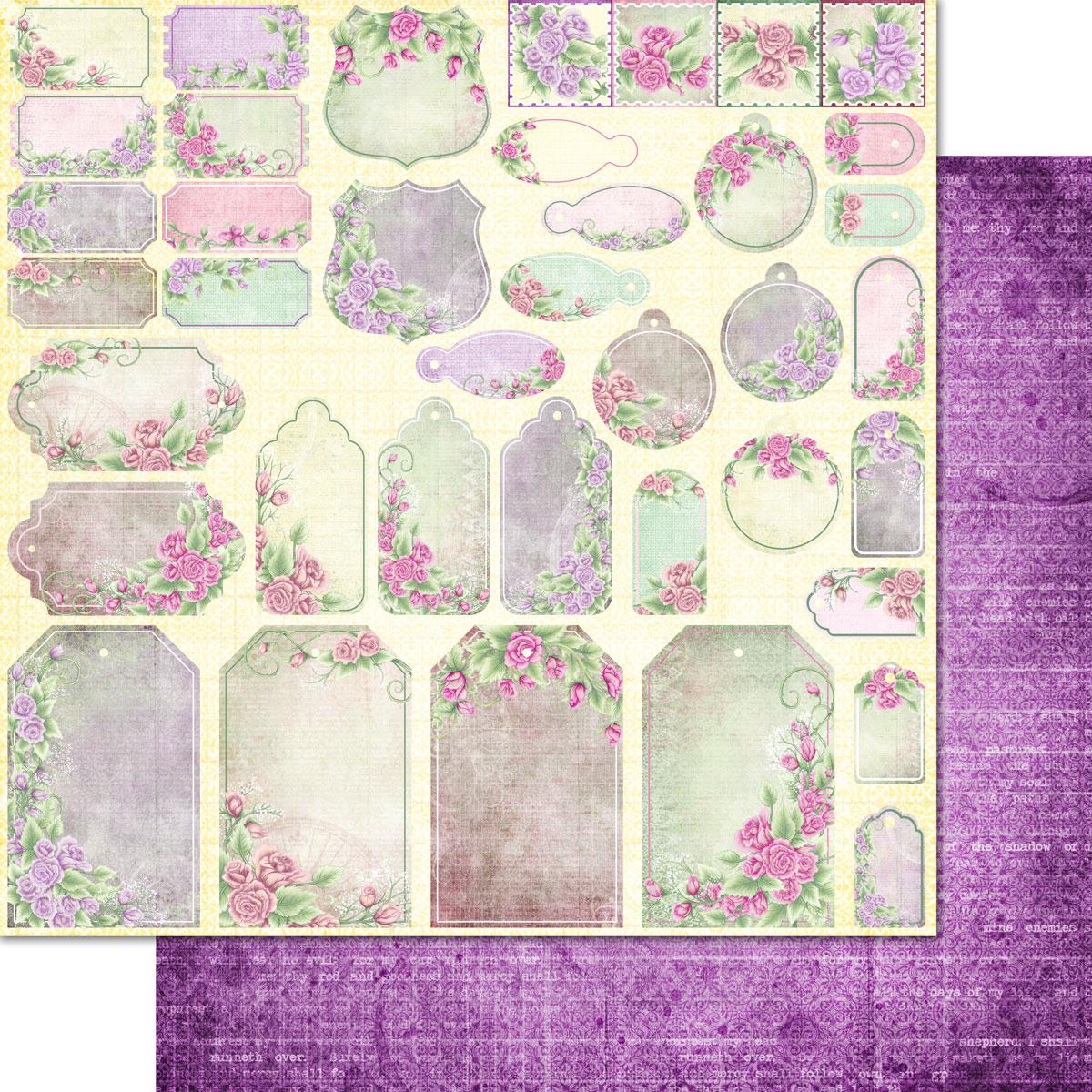 Couture Creations Vintage Rose Garden Line of Leaves Paper