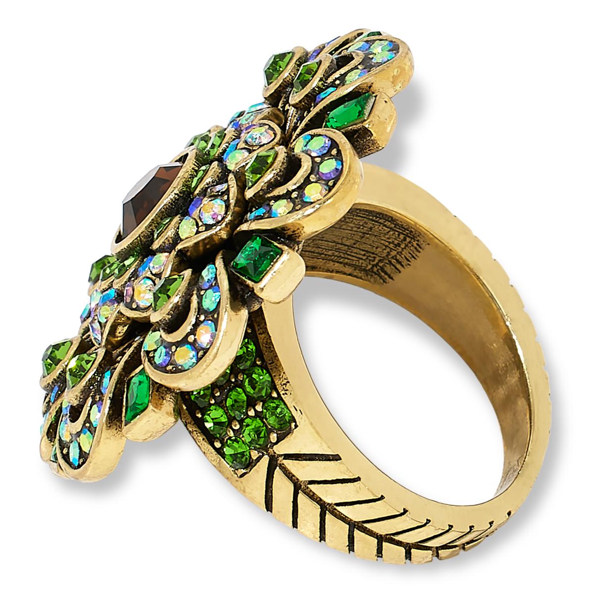 S494/HEIDI DAUS/希少/訳あり/グリーンクリスタルバングル Heidi Daus It's Good to Be Queen Crystal-Encrusted Ring