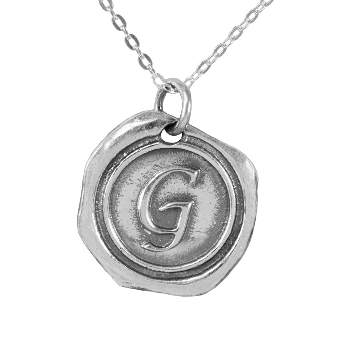 Heights Jewelers Sterling Silver Personalized Wax Seal Necklace