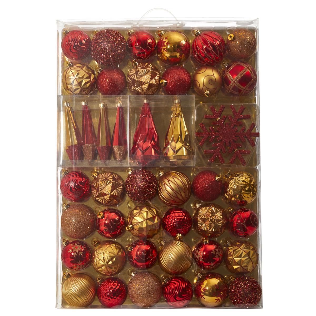 Holiday Shatterproof, 52 Count Christmas Tree Ornament Box Set, 80m...