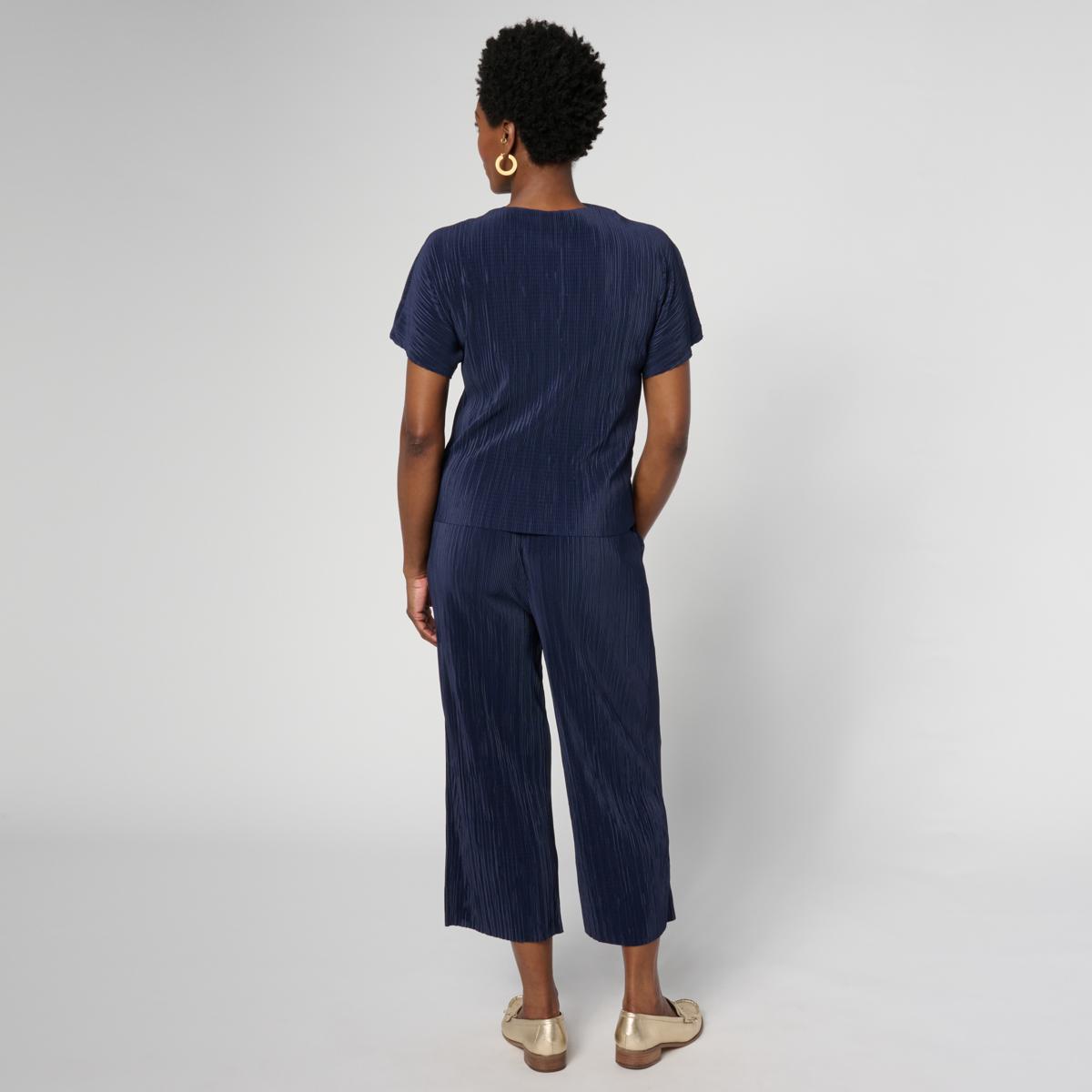 HUE 2-piece Pleated Knit Top and Pant Lounge Set | HSN