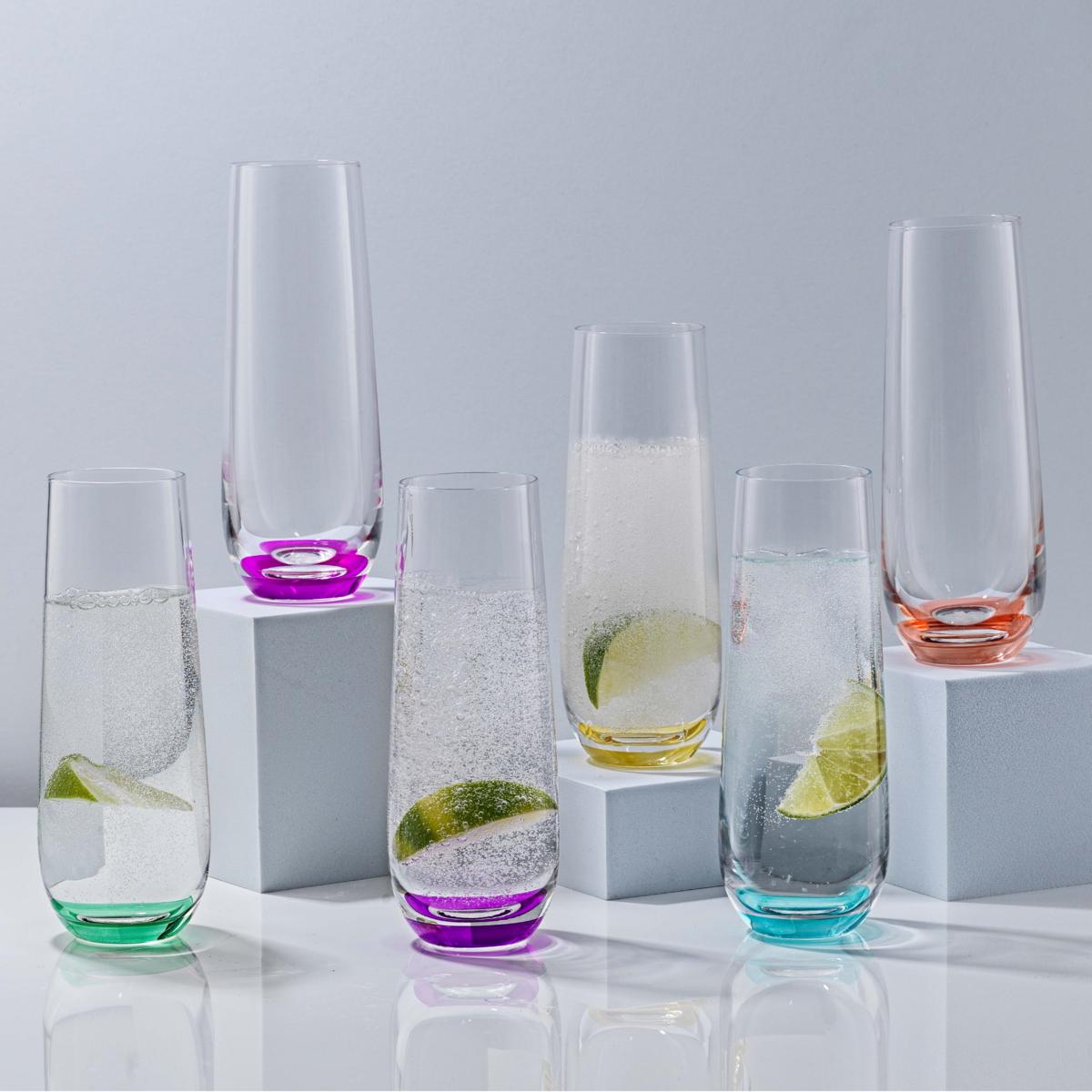 Hue 6-pc. Colored Stemless 9.4 oz. Champagne Flute Glass