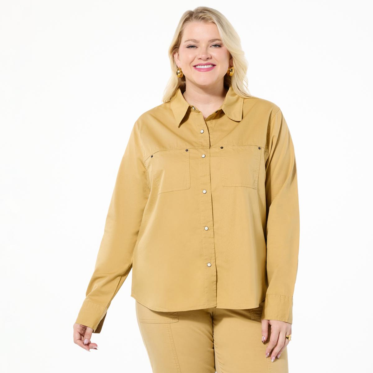 HUE Long Sleeve Button Down Denim Shirt - 23368651 | HSN
