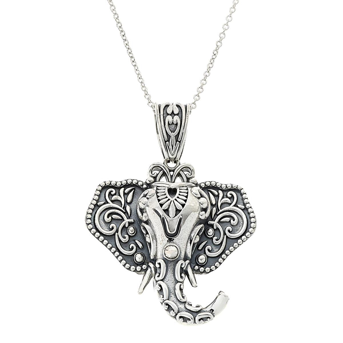 Humanly Krafted Sterling Silver Elephant Pendant with Chain - 22447748 ...