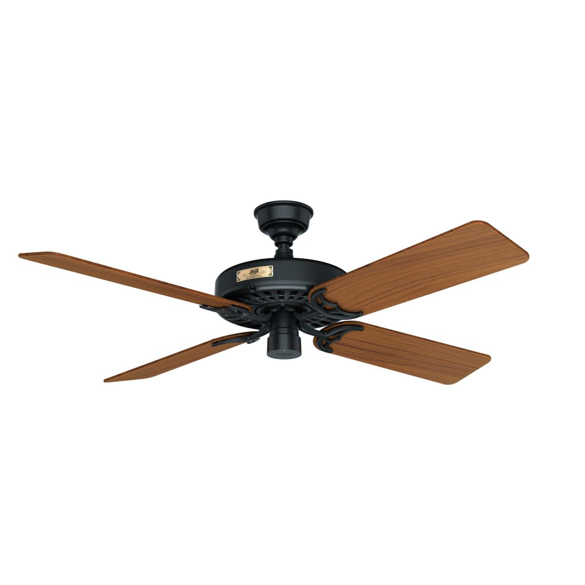 Hunter 52" Original Matte Black Ceiling Fan w/ Pull Chain, Damp Rated