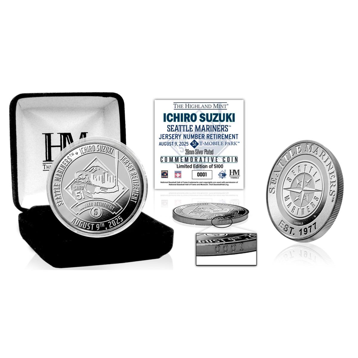 Ichiro Suzuki Seattle Mariners Jersey Retirement Silver-Plated