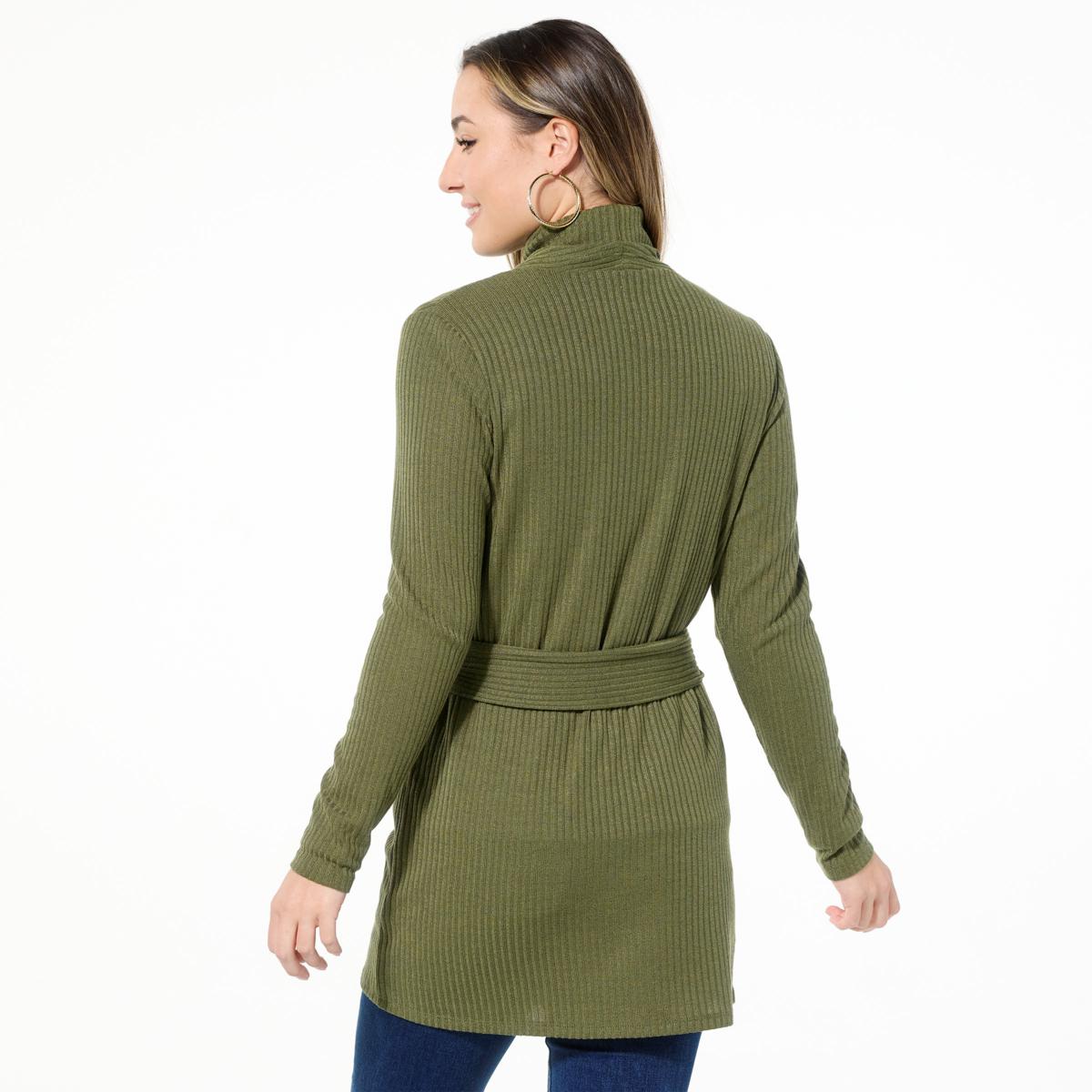 IMAN Global Chic Belted Ribbed Knit Cardigan - 23295835 | HSN