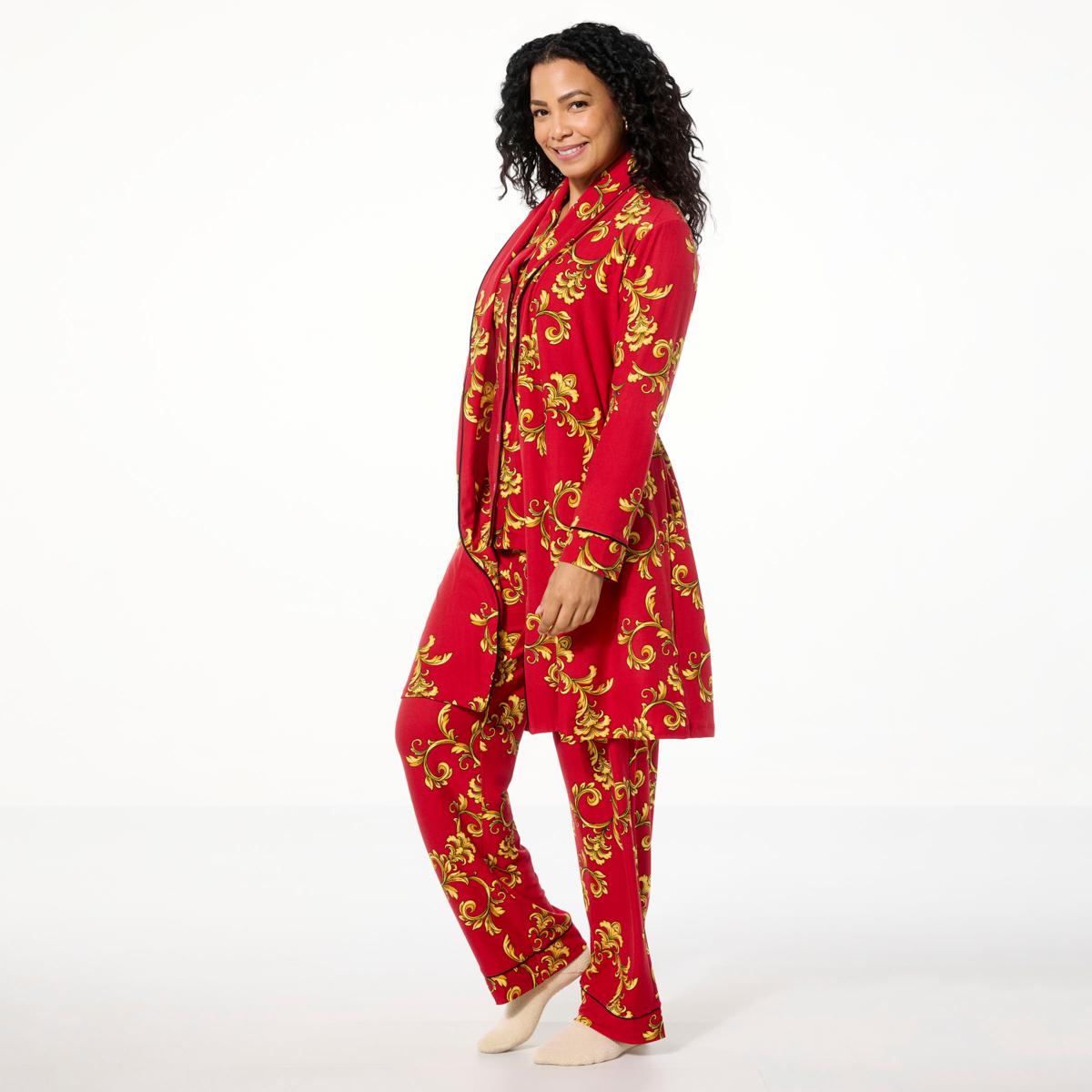 IMAN Global Chic Buttery Soft Knit Robe with Piping Detail