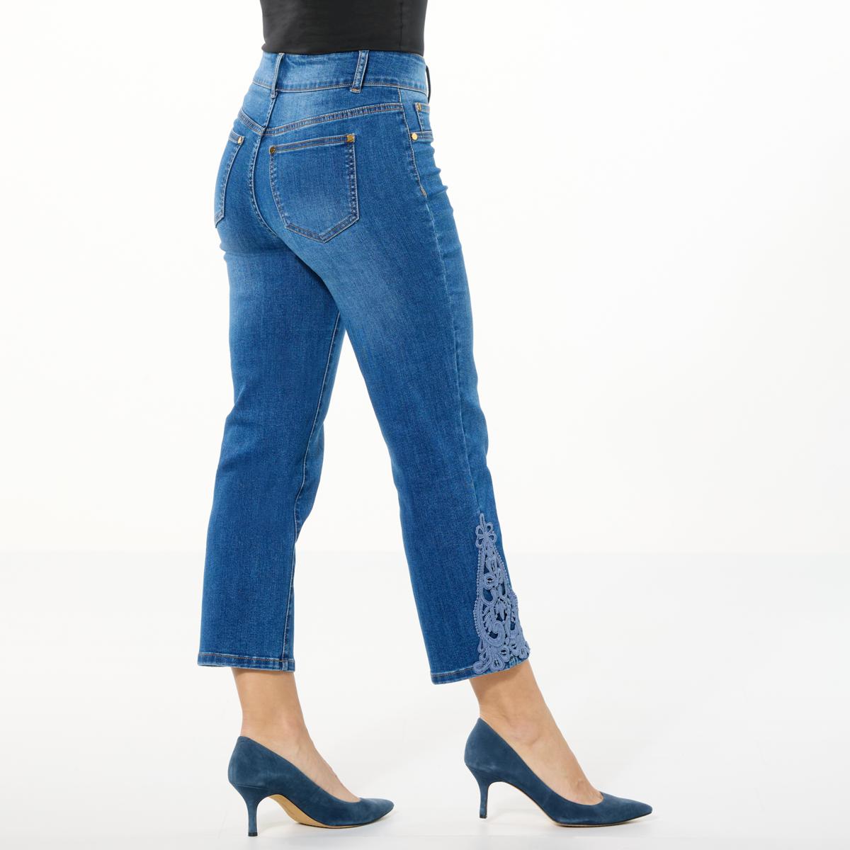 IMAN Global Chic Embroidered Cropped Skinny Jean 23418694 HSN