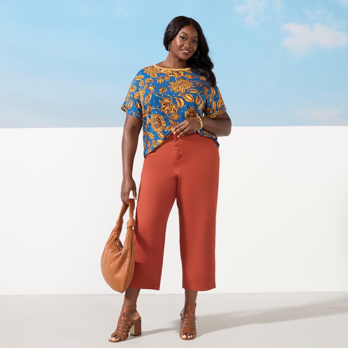 トップス mumeiman IMAN Global Chic Printed Mixed Media Top | HSN