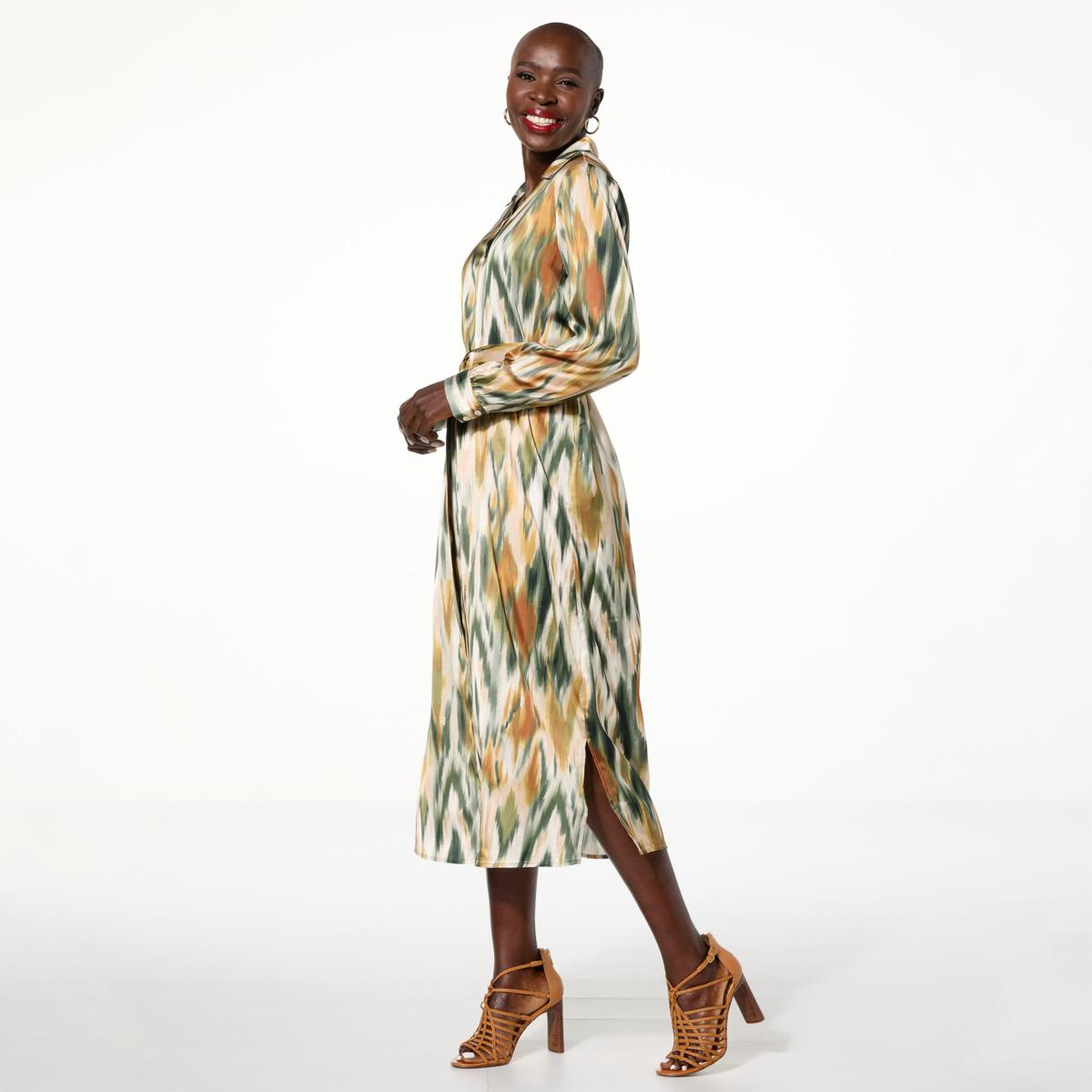 IMAN Global Chic Printed Shirt Dress with Belt - 23120574 | HSN